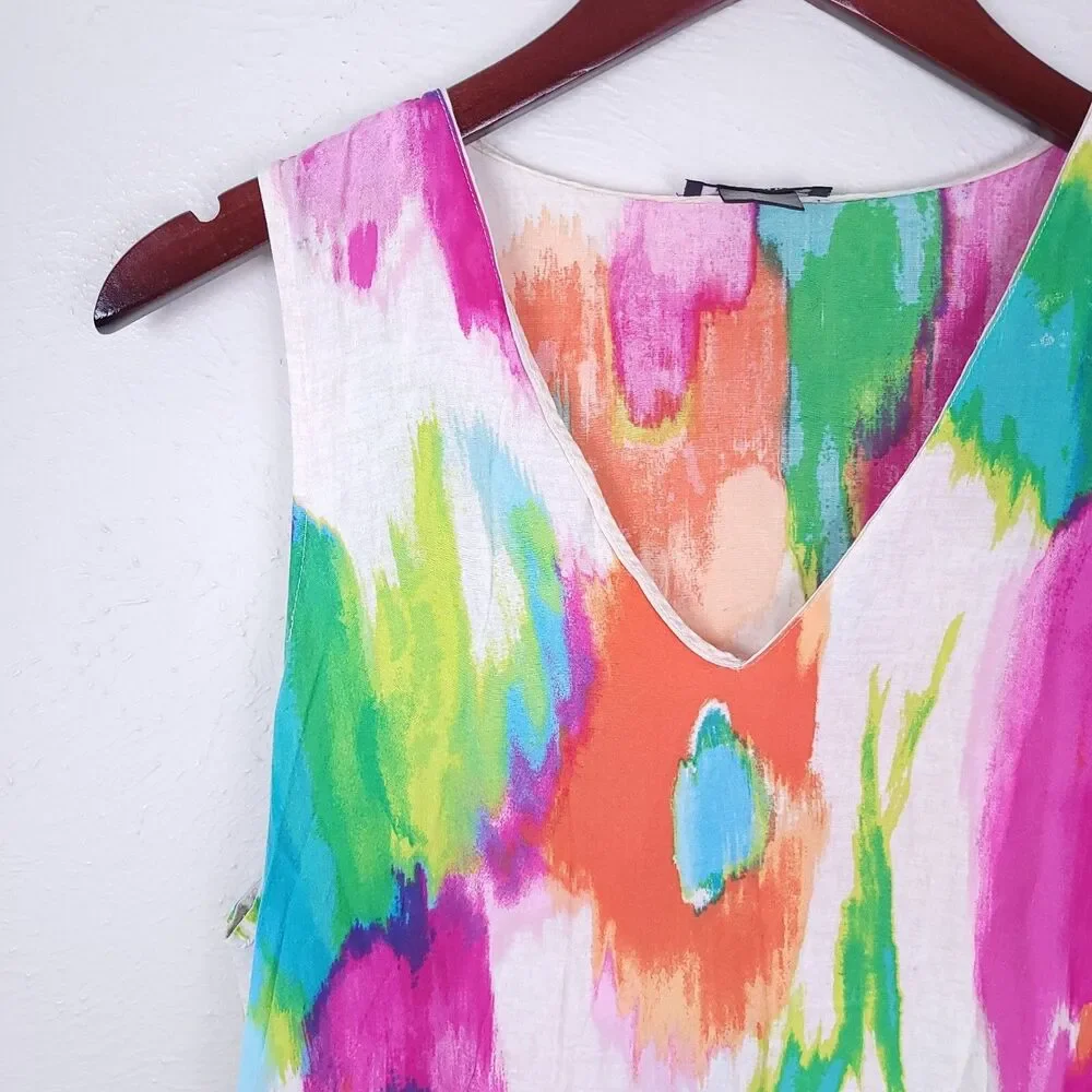 Natori Artsy Abstract Asymmetric Aurora Dress Size Medium